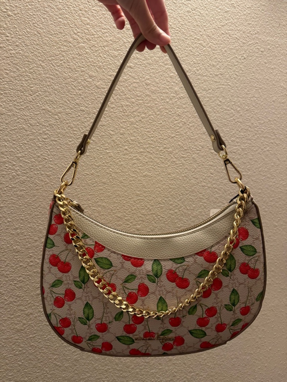 Nanette Lepore Cherry Print Shoulder Bag with Gold Chain